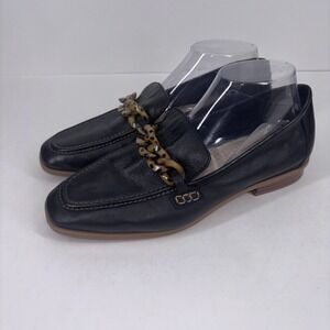 Clarks Sarafyna Iris Loafers Women's US 9 Black Leather Square Toe Comfort Flats